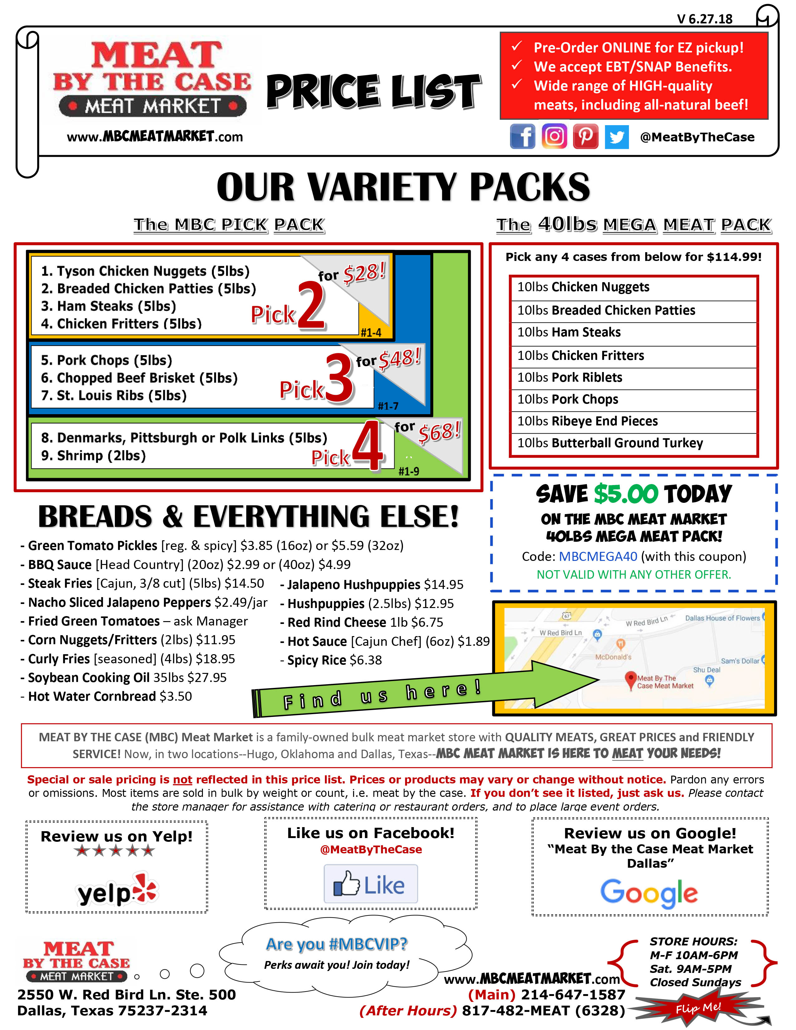 Price List MBC Meat Market
